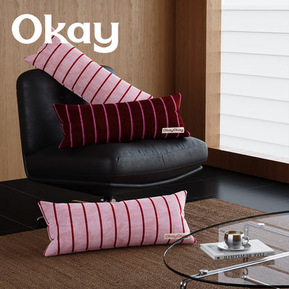 Square Velvet Striped Decorative Throw Pillow with Plush Insert