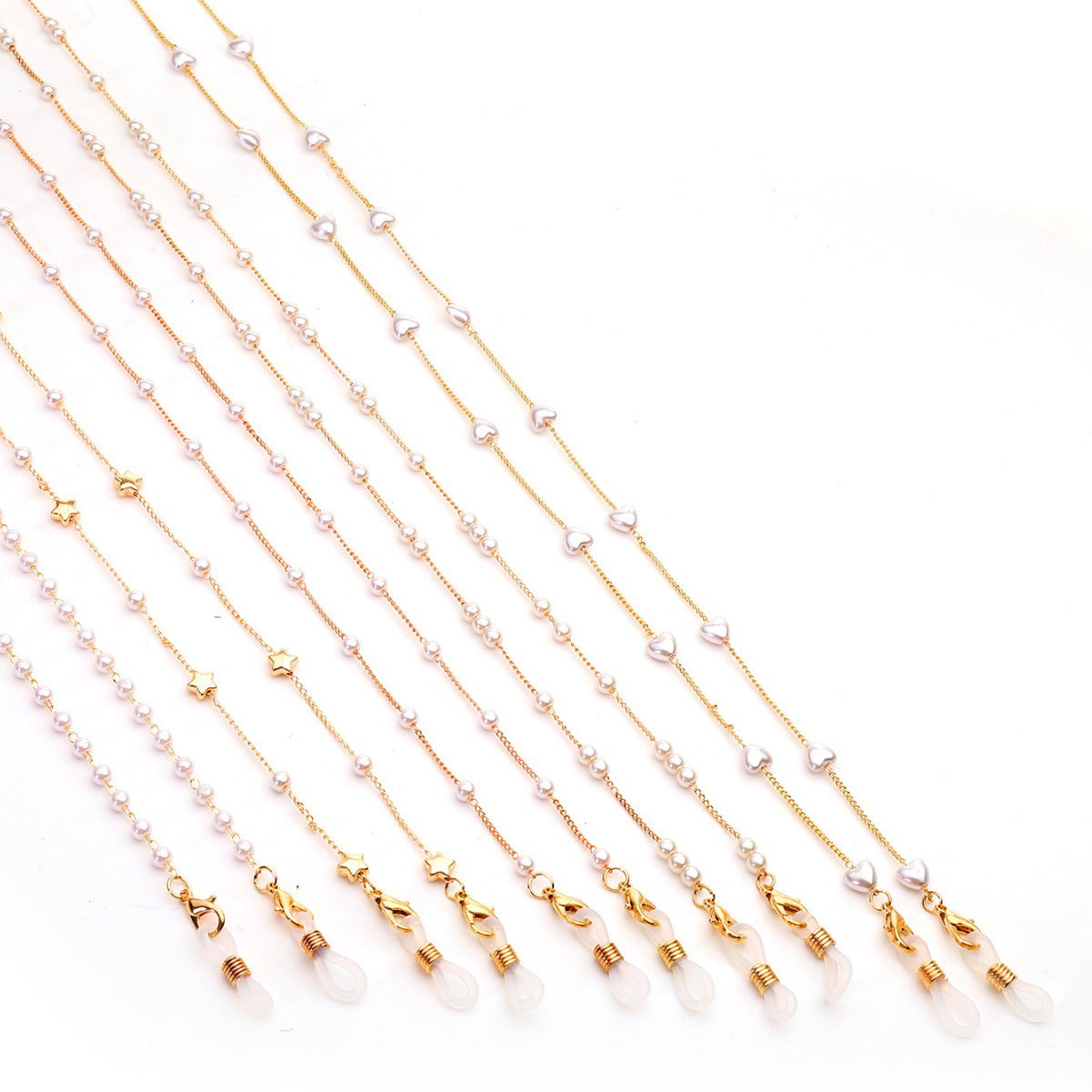 Eleganter herzförmiger Perlenkette Brillenhalter Brehn