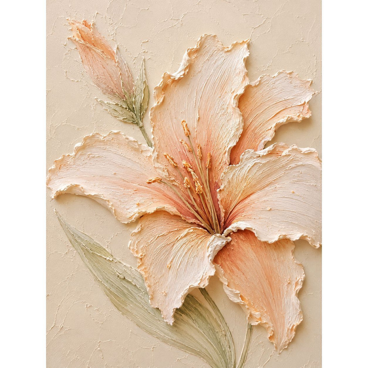 Florales Relief-texturiertes Leinwandkunstwerk