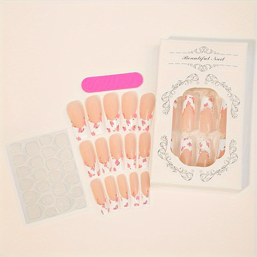 Kunstnagelset mit floralen Designs und eleganten Verzierungen Brehn