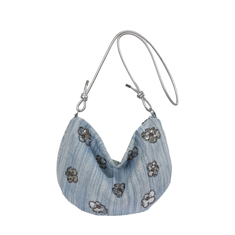 Florale Verzierungen Denim Handtasche Brehn