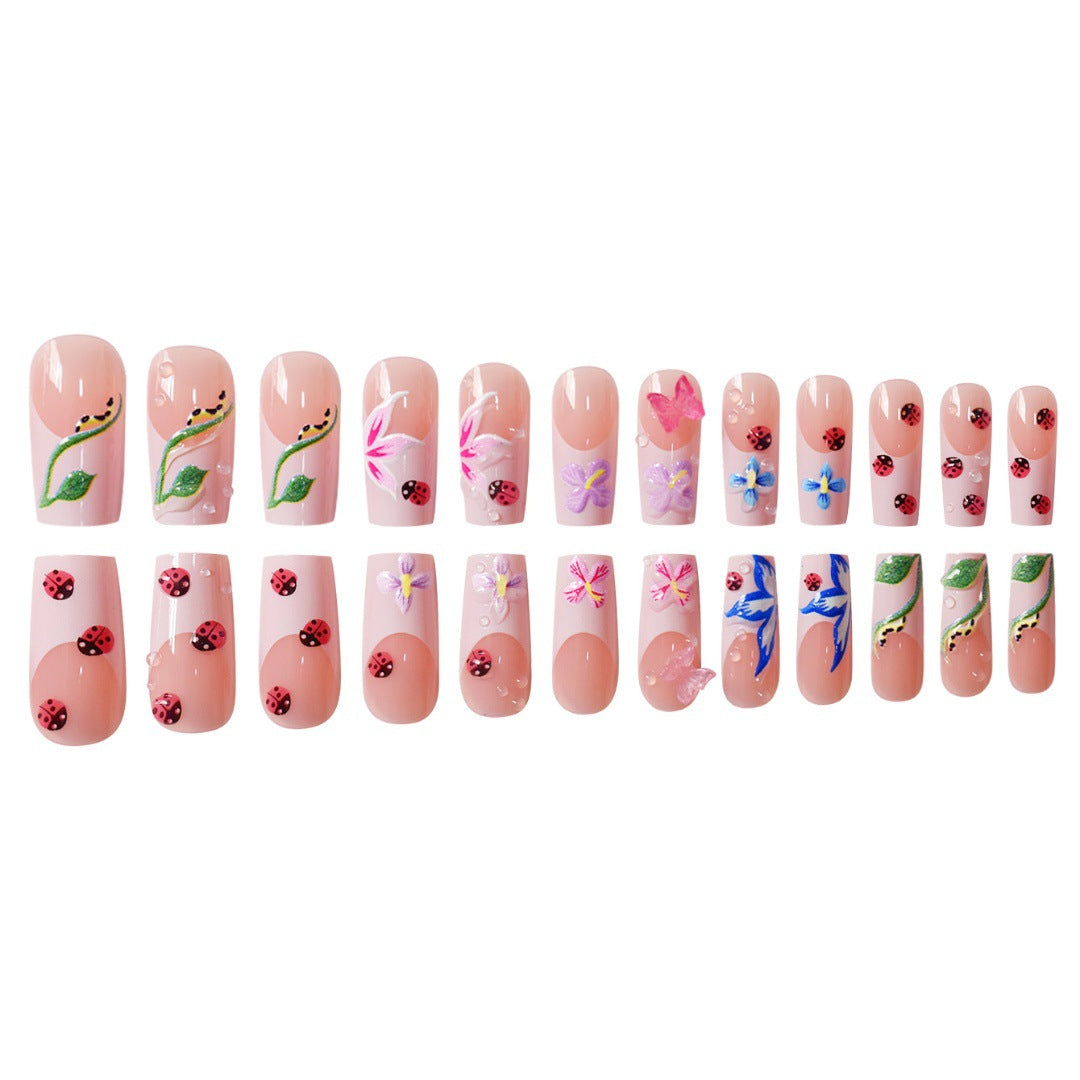 Floral Raised 3D Press-On Nail Set Brehn