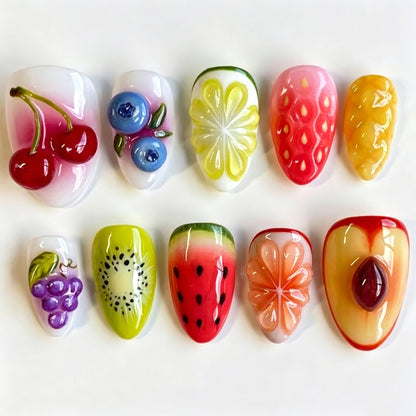 Frucht-Themen Press-On Nagelkunst Set Brehn
