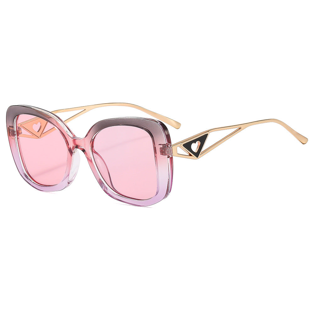 Damen modische oversized Sonnenbrille mit luxuriösem Herzdetail Brehn