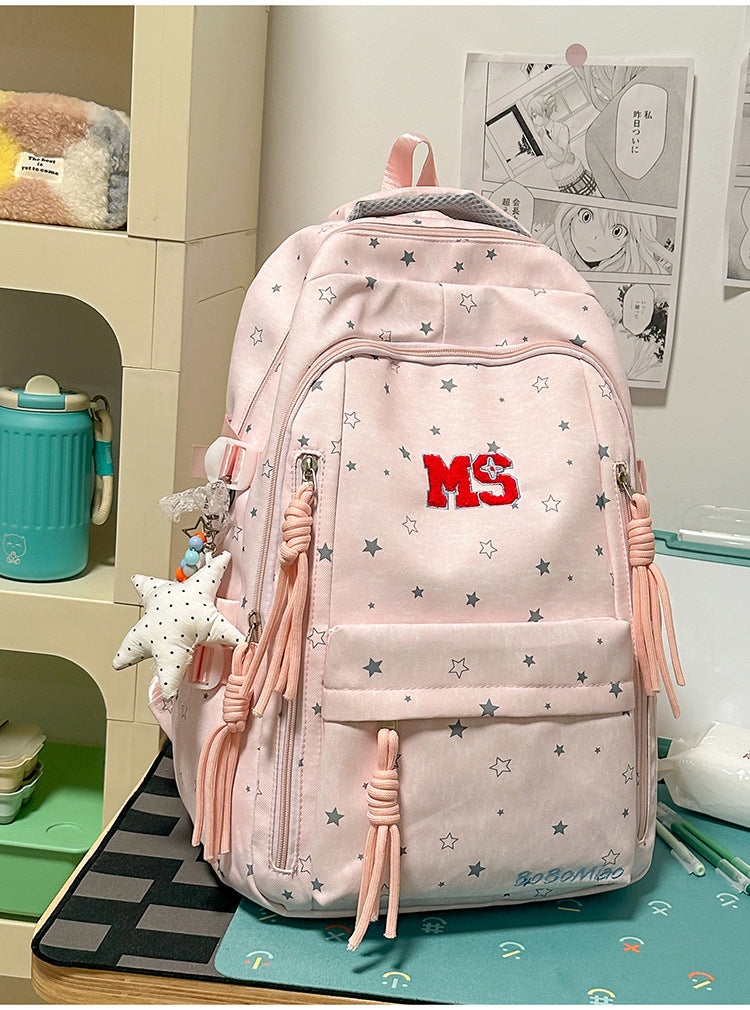 Lässiger Sternen-Print Multi-Compartment Schulrucksack