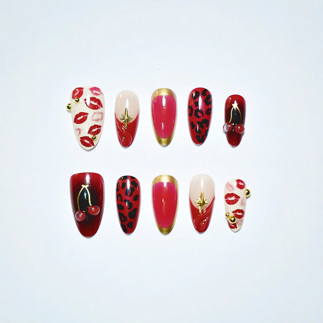 Künstlerisches Kuss-Themen Press-On Nagelkunst Brehn