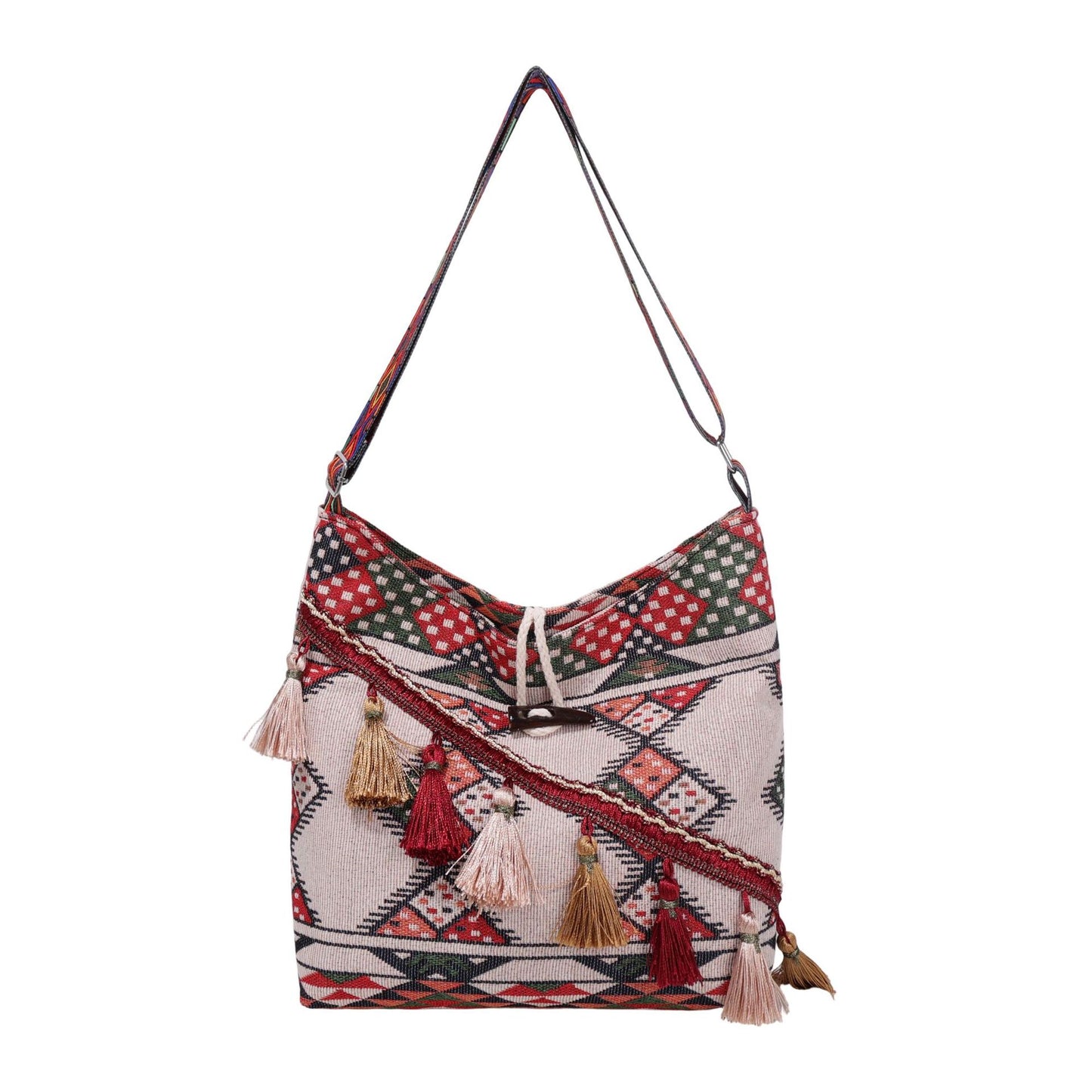 WoEthnic Gemusterte Klapp-Hobo-Tasche Brehn