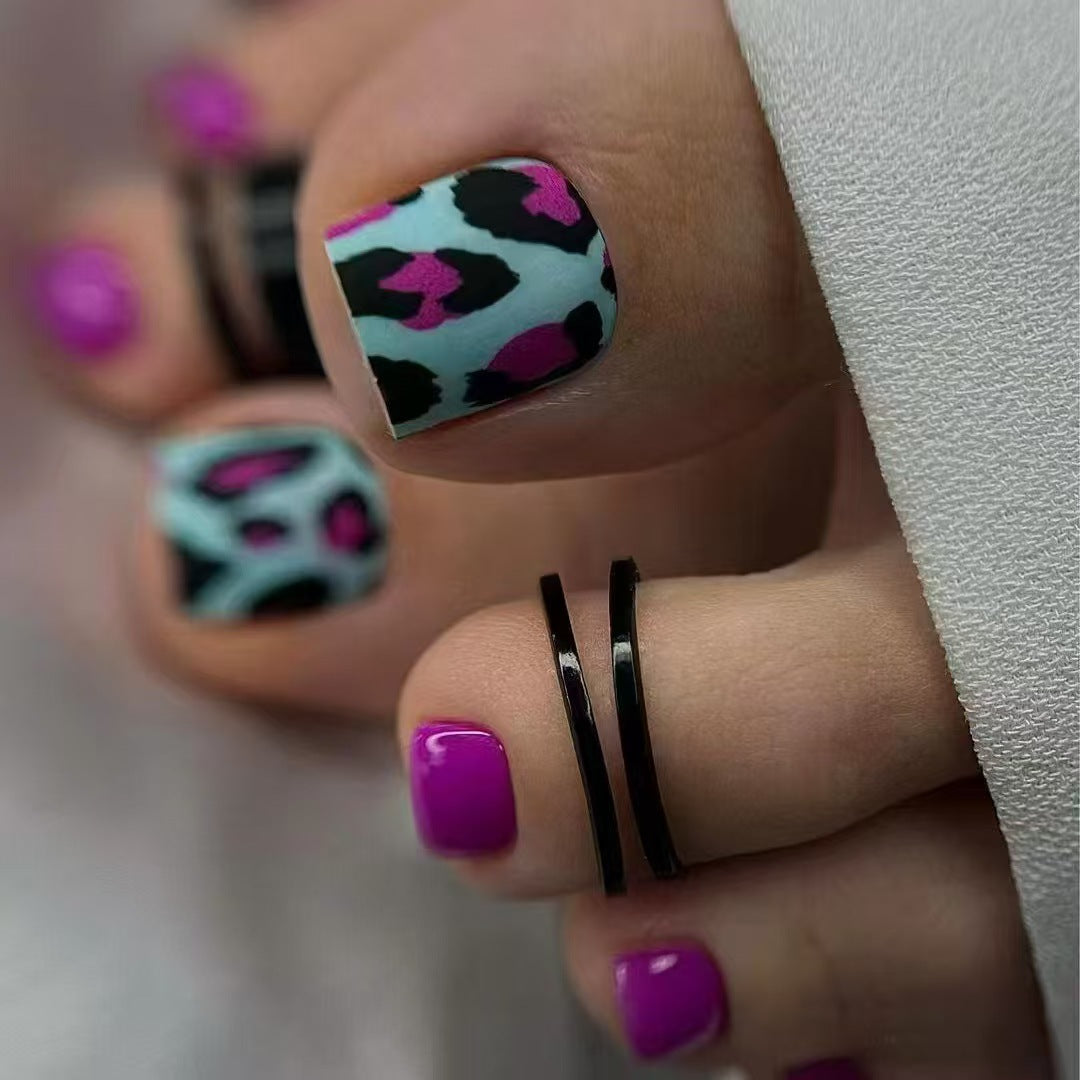 Verspielt Leopardenmuster Pediküre Nagelkunst