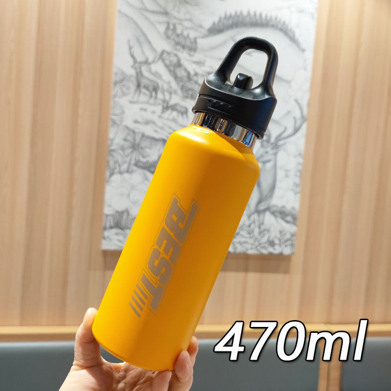 Damen nachhaltige Edelstahltrinkflasche mit auslaufsicherem Deckel und Griff Brehn