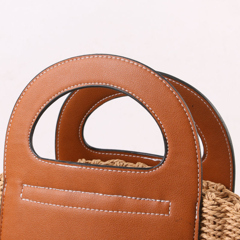 Handtasche Aus Hochwertigem Bast mit Edlen Lederakzenten Brehn
