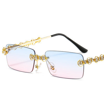 Damen Designer-Sonnenbrille mit funkelndem Rahmen und rechteckigem Glas Brehn