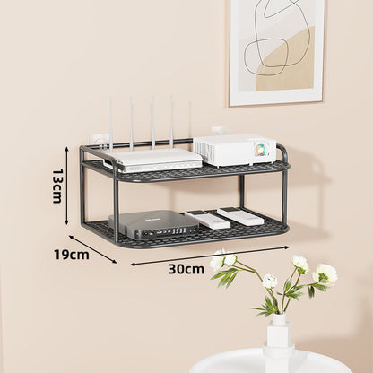 Wandmontierte belüftete Stahl-Dual-Tech-Regal für Router und Mediaplayer