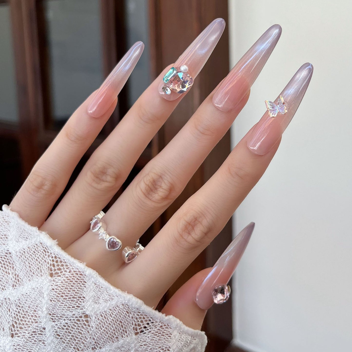 Premium Ombre Glitter Press-On Nail Set Brehn