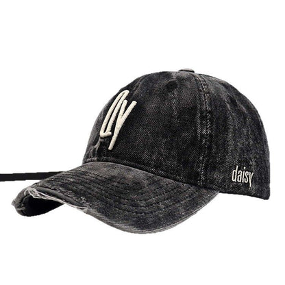 Damen Distressed Denim Bestickte Baseballmütze Brehn
