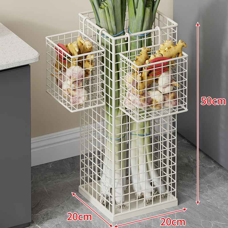 Vertikaler Metall-Obstlager-Turm mit abnehmbarem Seitenkorb