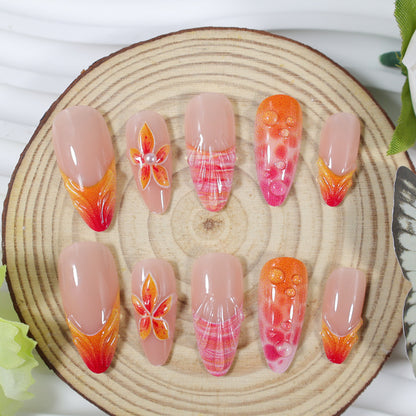 Kunstnagelset mit eleganten Blumen- und Farbverlauf-Designs Brehn