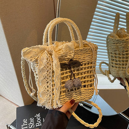 Bohemian Geflochtene Strohtasche