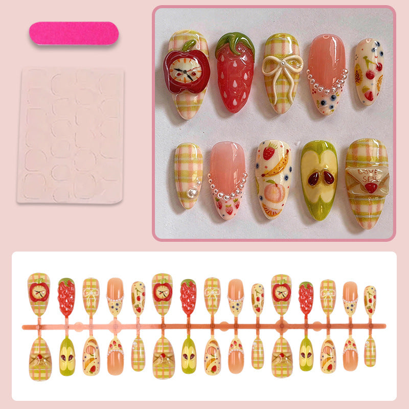 Kunstnagelset mit fröhlichen Obst- und Blumenmotiven Brehn