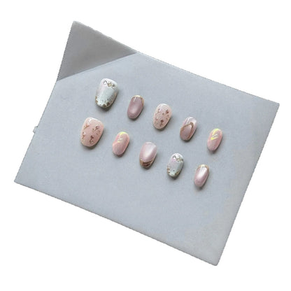 Künstlerisches Press-On Nagelkunstset mit elegantem Blumenmuster