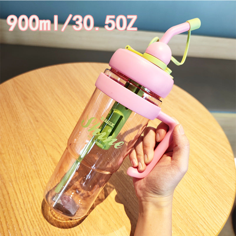 Damen praktische Trinkflasche mit integriertem Strohhalm Brehn