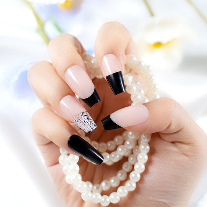 Stylisches langes Kissen-Press-On-Nagelset Brehn