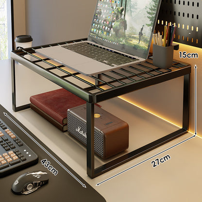 Belüftetes Metallgitter Laptop- und Monitorständer mit unterem Stauraumregal