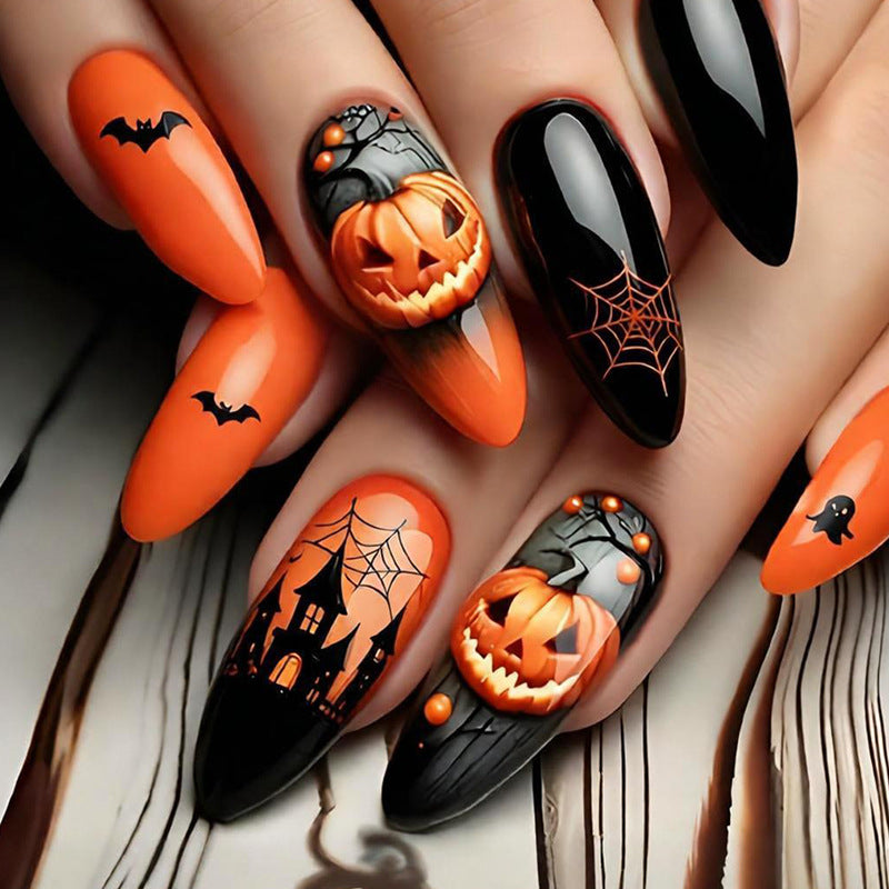 Halloween Kunstnagelset mit kreativen Geister- und Kürbismotiven Brehn