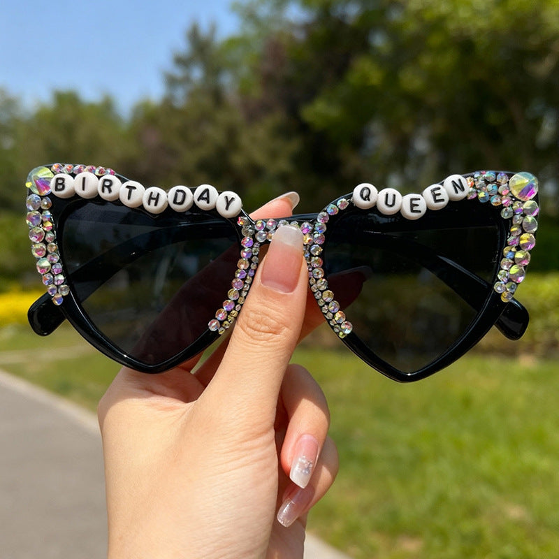 Dekorative mit Strass verziert Herzförmige Sonnenbrille Brehn