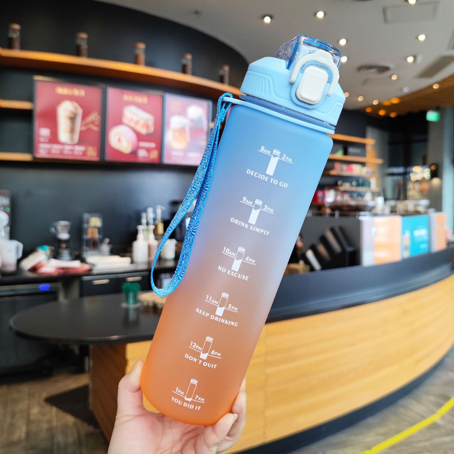 Damen Motivierende Trinkflasche mit einzigartiger Zeitmarkierung und sicherem Verschluss Brehn