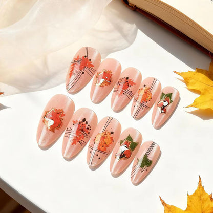 Herbst-Themen Press-On Nagelkunst Set Brehn