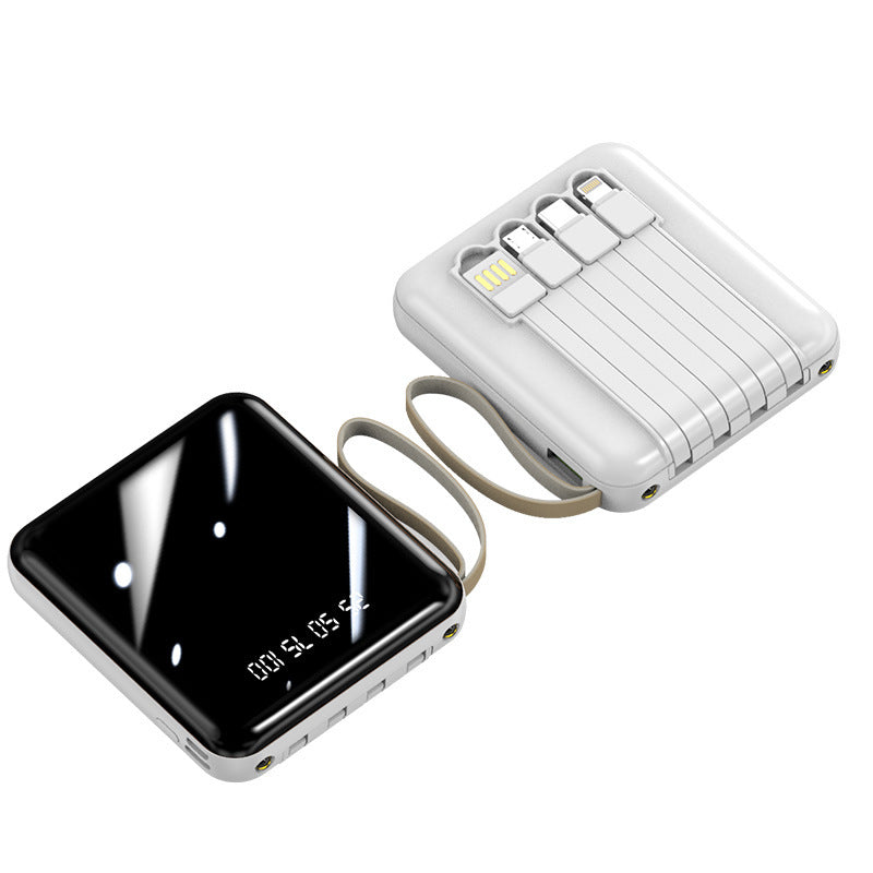 Tragbare Powerbank mit integrierten Kabeln und digitaler Anzeige Brehn