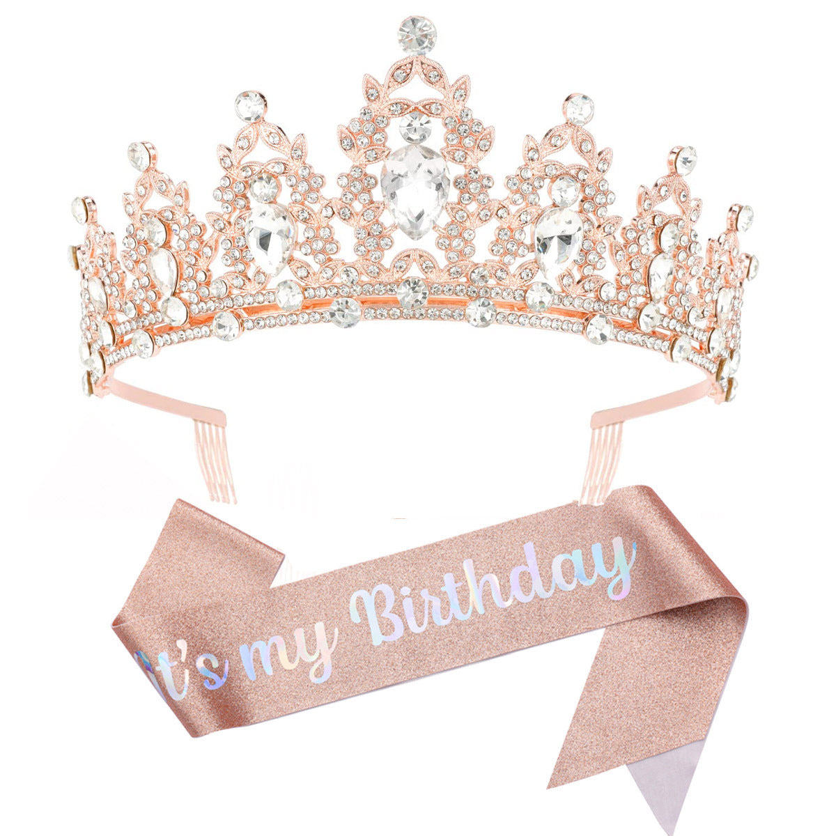 Damen Schwarz verzierte Tiara mit edlem Design Brehn
