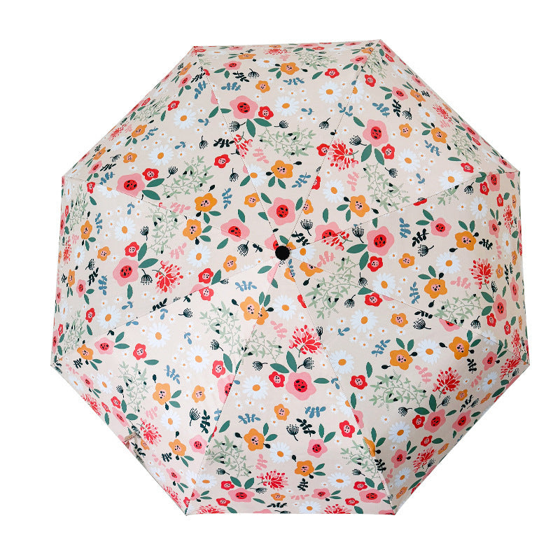 Damen Faltbarer Regenschirm mit floralem Design und niedlichen Details Brehn
