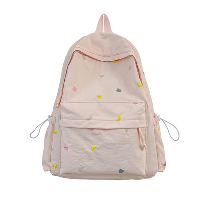 Bestickter Stern- und Mondmuster-Rucksack Brehn