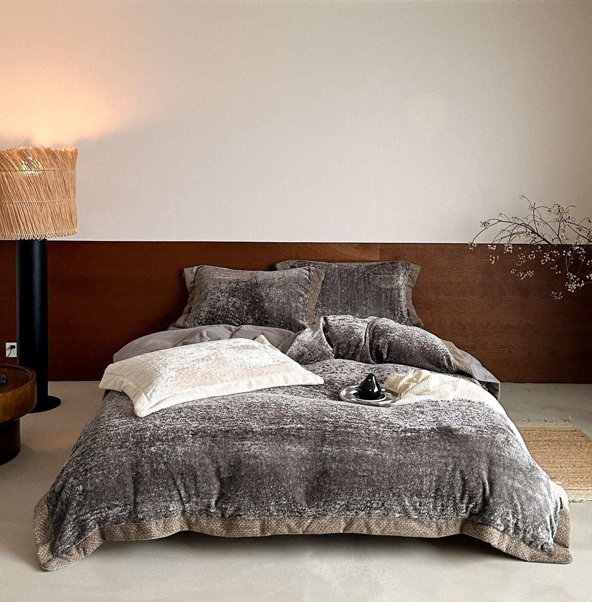 Flauschiges Samtvelours-Bettbezug-Set mit soften Plüschfasern und Hotelverschluss Brehn