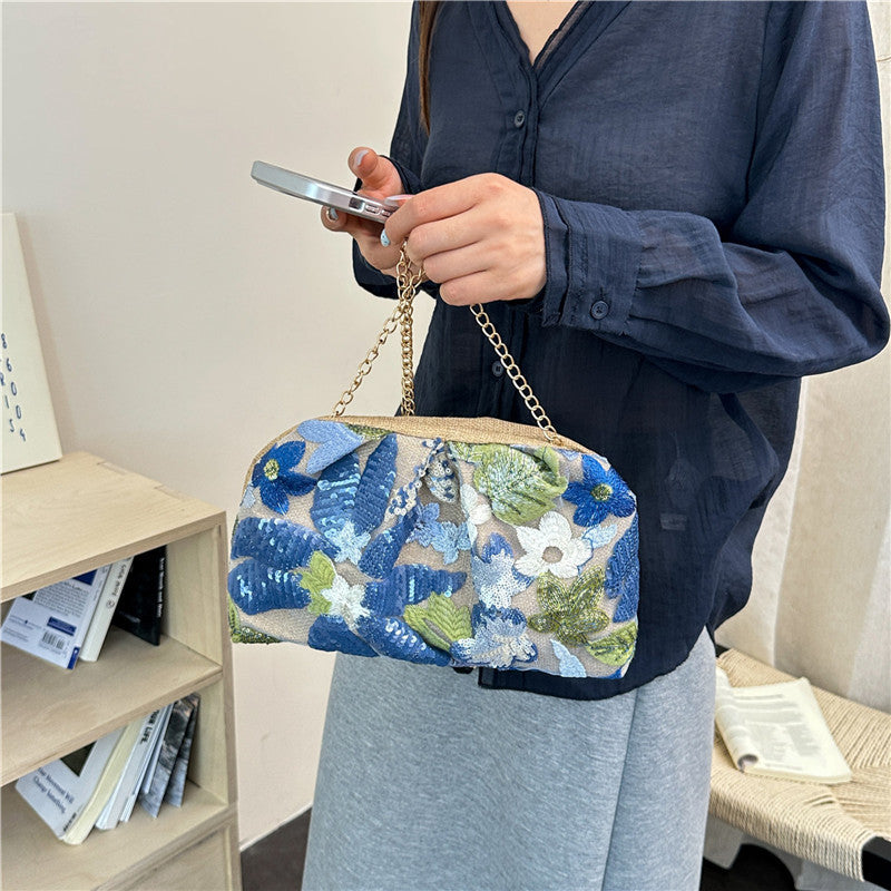 WoElegant Florale Pailletten Clutch-Tasche Brehn