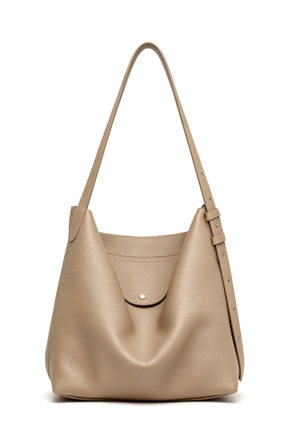 Skulpturale genoppte Leder-Optik Hobo Schultertasche mit verstellbarem Schnallenriemen