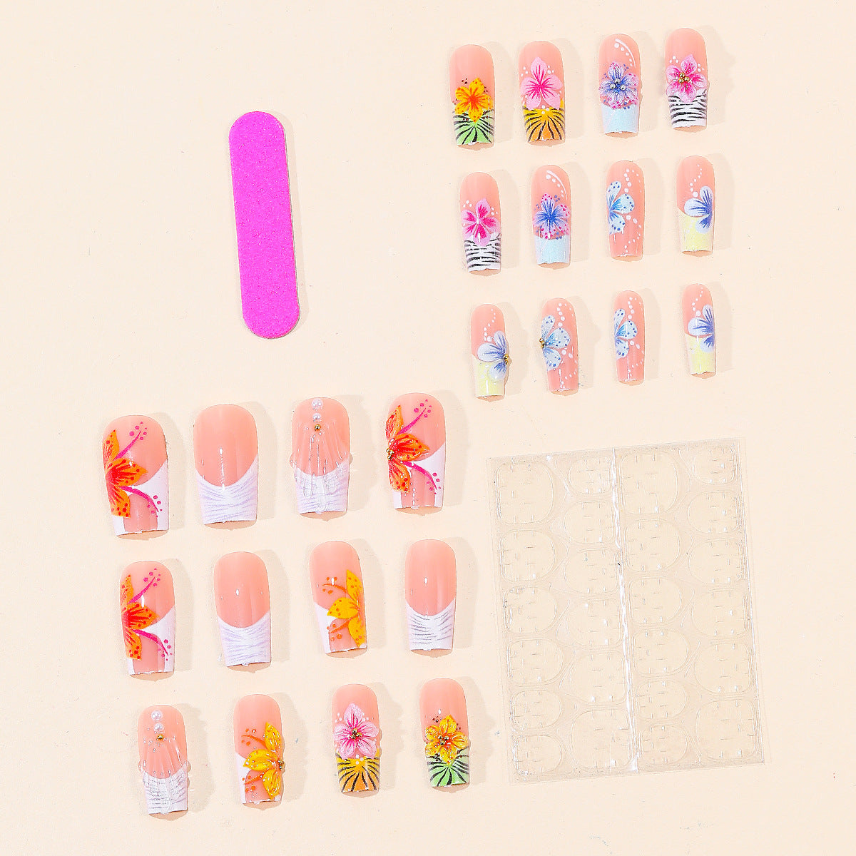 Tropische Florale Acryl Nagelkunst Erweiterungen Brehn