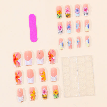 Tropische Florale Acryl Nagelkunst Erweiterungen Brehn