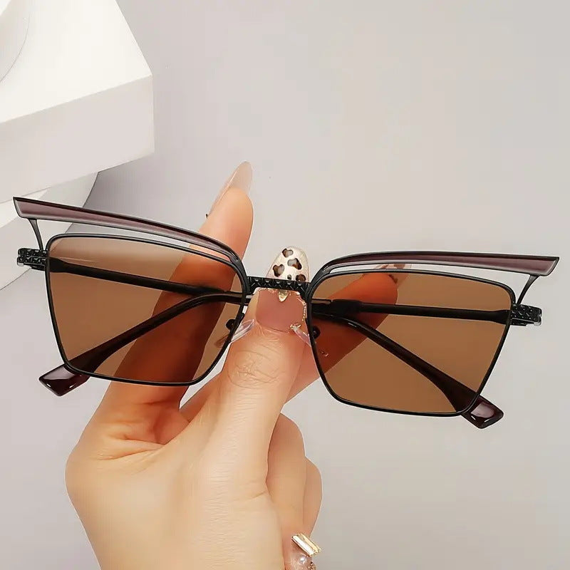 Damen quadratische Designer-Brille mit filigranem Metallrahmen Brehn