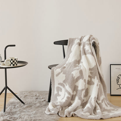 Plüsch Wendbare Sherpa Fleece Throw-Decke mit Übergröße Damaskus-Muster