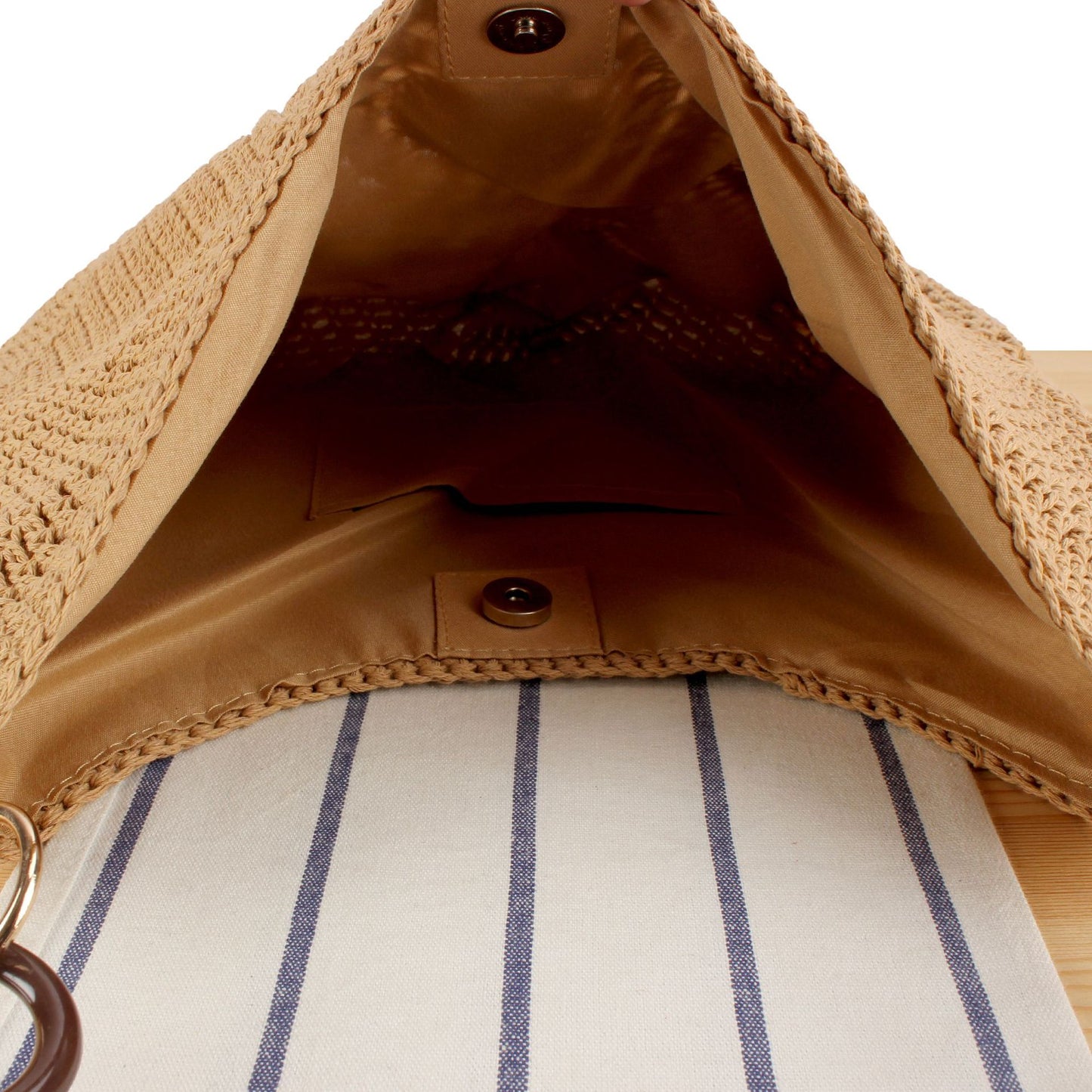 Handtasche Aus Handgeknüpftem Naturmaterial mit Stilvollen Holzgriffen Brehn