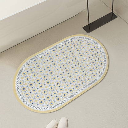 Ovaler rutschfester Vinyl-Fußmatte mit feinem Mosaik-Print und wasserabweisender Oberfläche Brehn