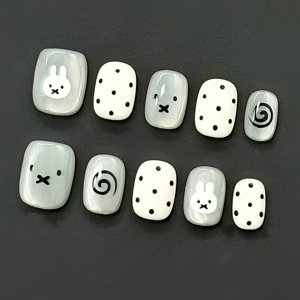 Verspielt Hase-Themen Press-On Nagelset Brehn