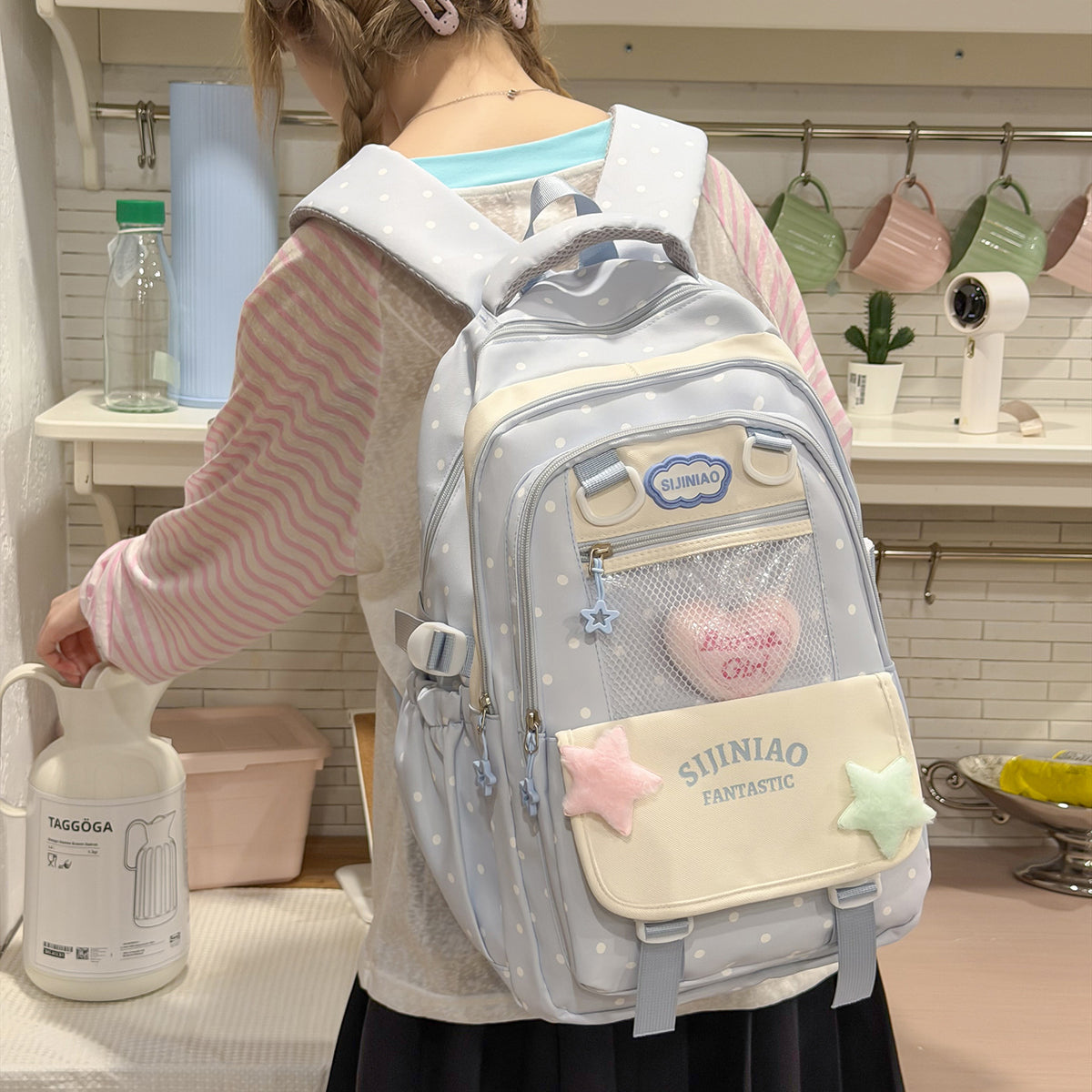 Stylische Pünktchen Schultasche Brehn