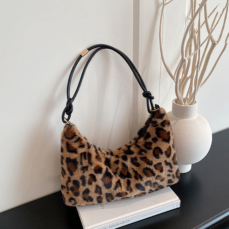 WoLuxurious Kunstpelz Hobo Tasche Brehn