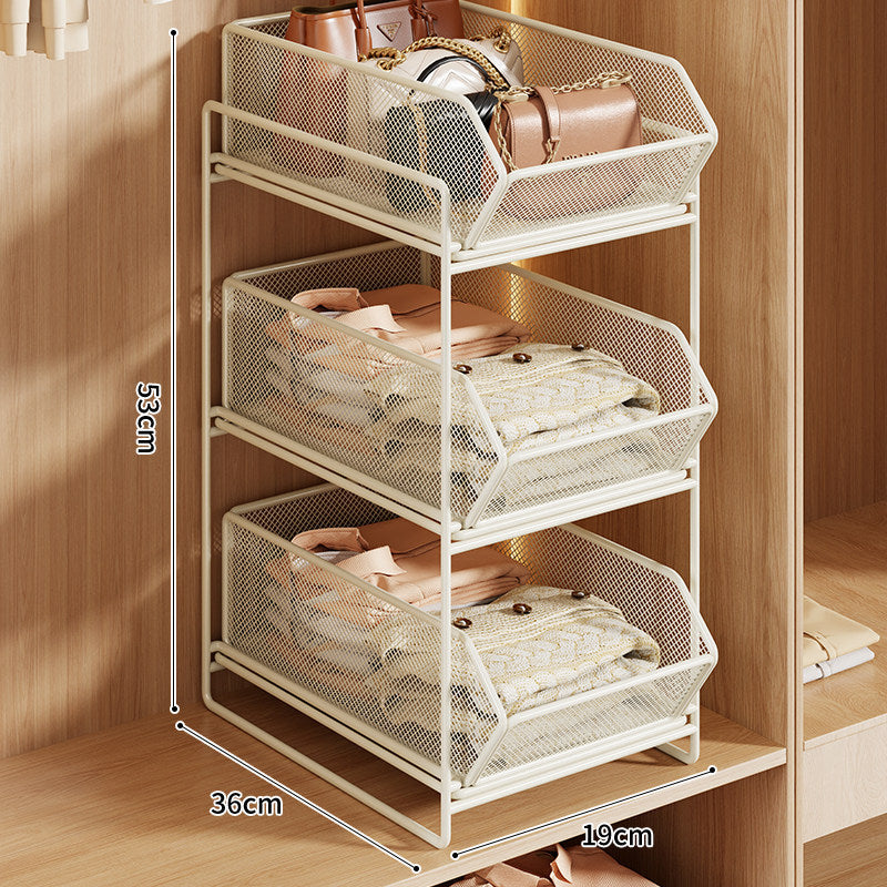 Doppel-Layer Metall-Mesh Ausziehbarer Kleiderschrank-Organizer für Handtaschen und gefaltete Kleidung