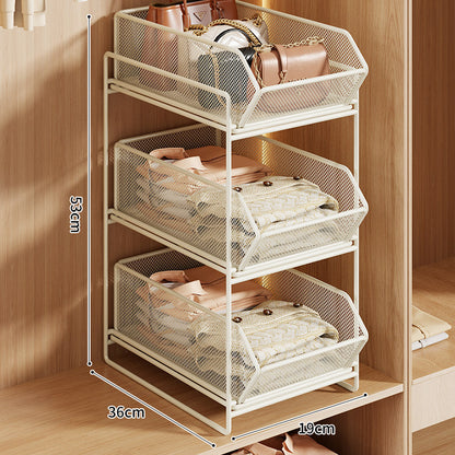 Doppel-Layer Metall-Mesh Ausziehbarer Kleiderschrank-Organizer für Handtaschen und gefaltete Kleidung
