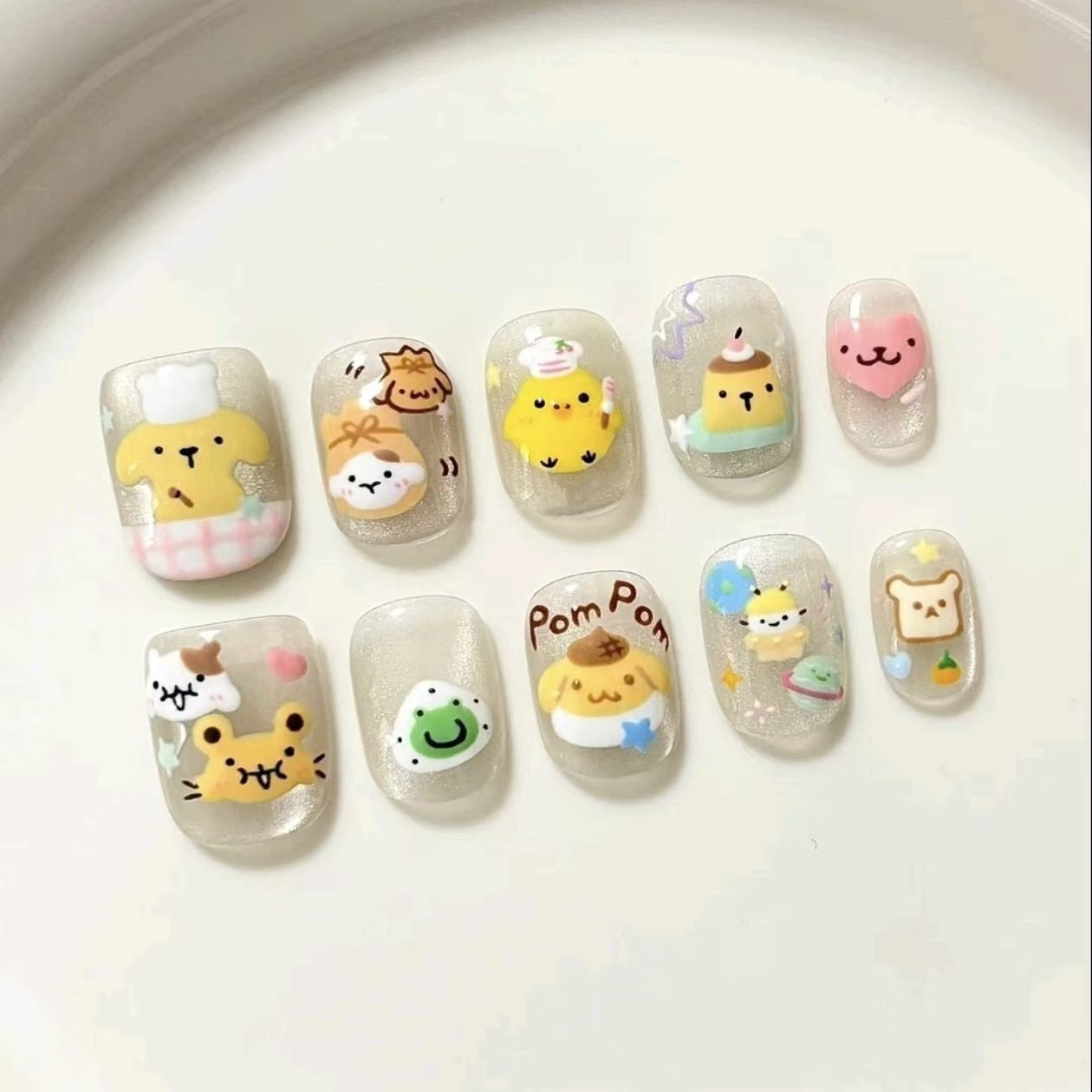 Verspielt Charakter Press-On Nagelkunst Set Brehn