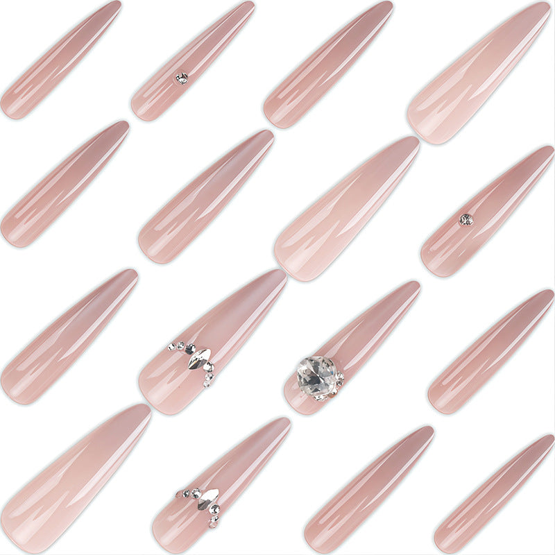 Glamouröse mit Strass verzierte Stiletto Press-On Nägel Brehn